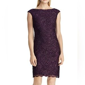 Ralph Lauren Purple Sheath Dress with Cap Sleeves